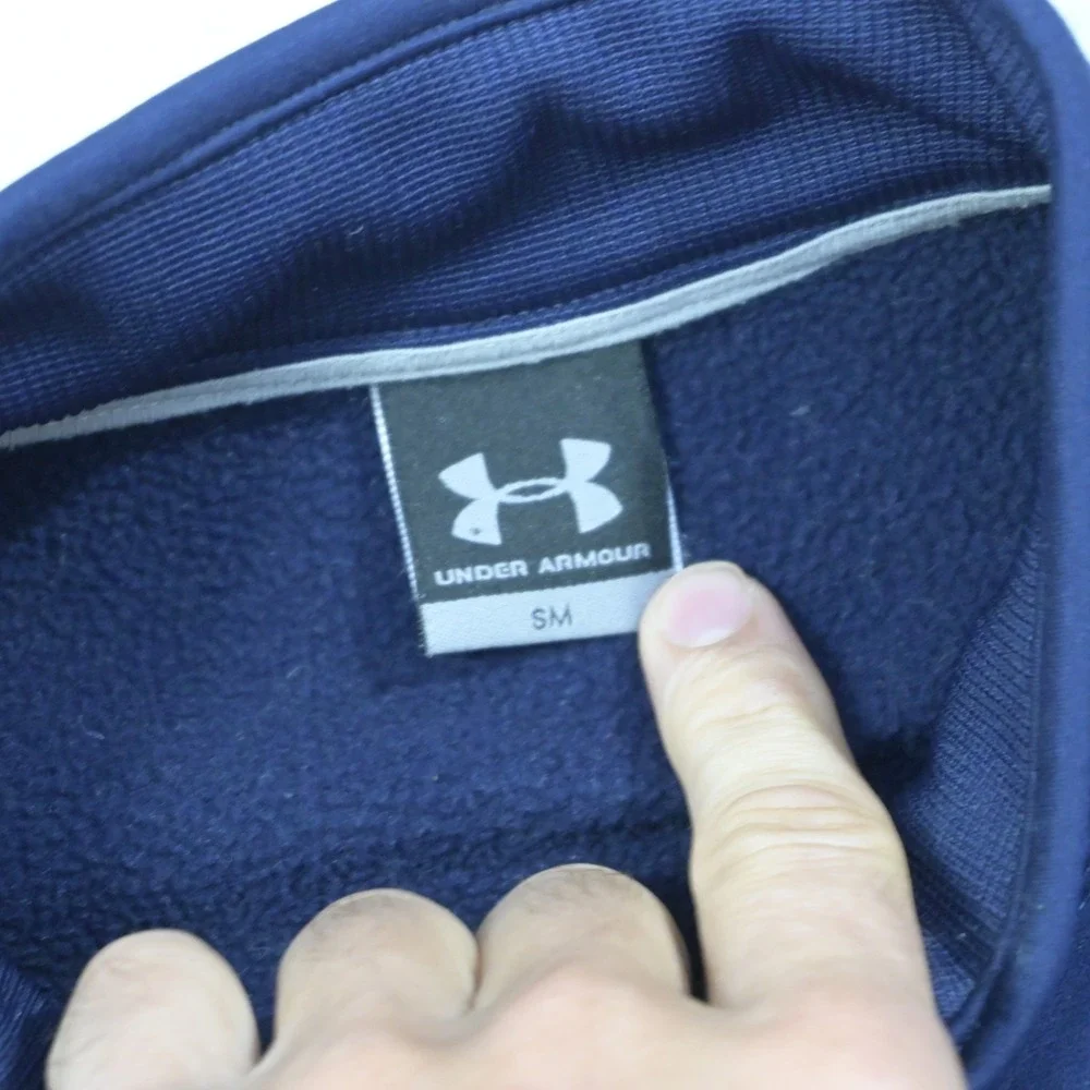 Under Armour Fleece Full Zip Jacket Blue Long Sleeve W/ Pockets Mens Size‎ Small